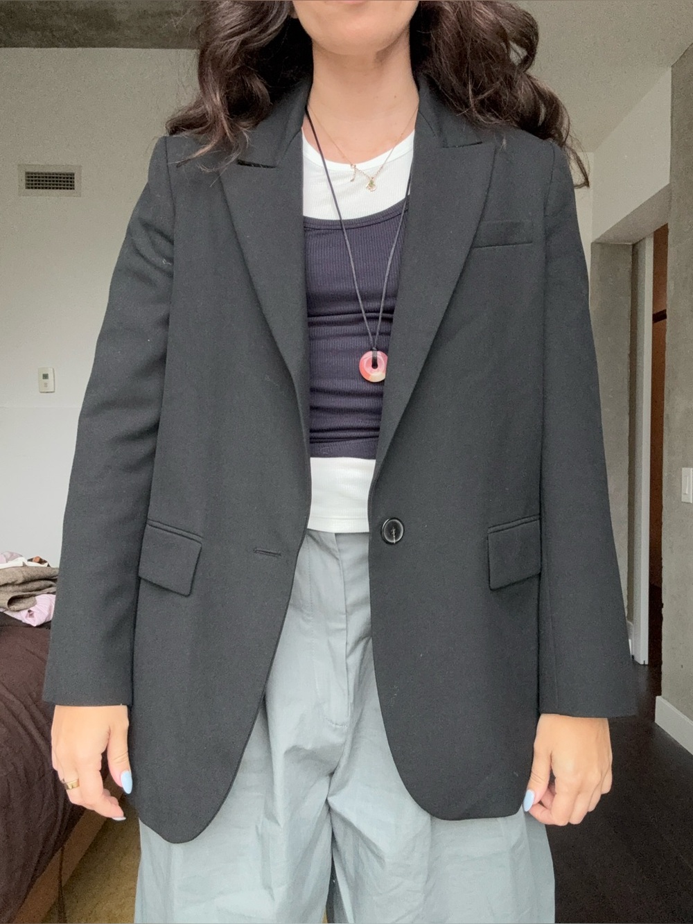 Zara Classic Women's Black Single-Button Blazer